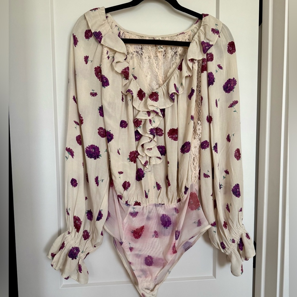 Free People Lace Floral Bodysuit